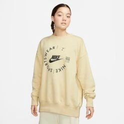 Women's Nike Sportswear Phoenix Fleece Oversized Crewneck Sweatshirt Team Gold - FD4234 783