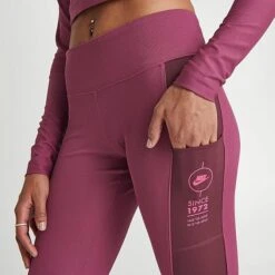 Women's Nike Ribbed Sports Utility Leggings Rosewood/Night Maroon - FD4237 653 -Fashion General Store FD4237 653 M5