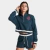Women's Nike Sportswear Phoenix Fleece Oversized Half-Zip Cropped Sweatshirt Armory Navy - FJ1819 454 -Fashion General Store FJ1819 454 M1