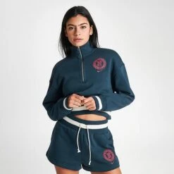 Women's Nike Sportswear Phoenix Fleece Oversized Half-Zip Cropped Sweatshirt Armory Navy - FJ1819 454 -Fashion General Store FJ1819 454 M3