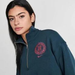 Women's Nike Sportswear Phoenix Fleece Oversized Half-Zip Cropped Sweatshirt Armory Navy - FJ1819 454 -Fashion General Store FJ1819 454 M5