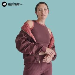 Women's Nike Sportswear Reversible Bomber Jacket Burgundy Crush/Cedar - FN3168 652