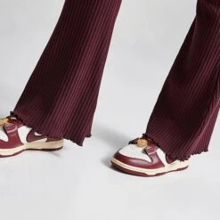 Women's Nike Sportswear High-Waisted Wide Leg Ribbed Jersey Pants Burgundy Crush - FN3169 652 -Fashion General Store FN3169 652 M6