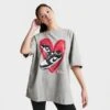 Women's Nike Sportswear Essentials Oversized Dunk T-Shirt Dark Grey Heather - FN4332 063