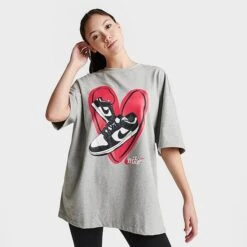 Women's Nike Sportswear Essentials Oversized Dunk T-Shirt Dark Grey Heather - FN4332 063