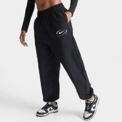 Women's Nike Sportswear Trend Swoosh Woven Jogger Pants Black - FN7700 010