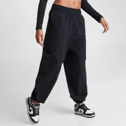 Women's Nike Sportswear Trend Swoosh Woven Jogger Pants Black - FN7700 010 -Fashion General Store FN7700 010 M3