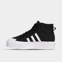Women's Adidas Originals Nizza Platform Mid Casual Shoes Core Black/White - FY2783 001