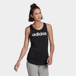 Women's Adidas LOUNGEWEAR Essentials Logo Loose Tank Black/White - GL0566 001