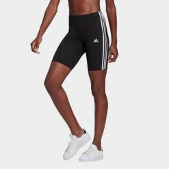 Women's Adidas Essentials 3-Stripes Bike Shorts Black/White - GR3866 001