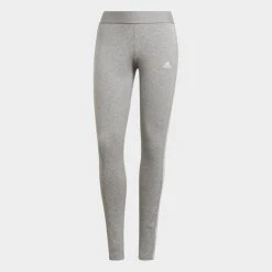 Women's Adidas LOUNGEWEAR Essentials 3-Stripes Leggings Medium Grey Heather/White - GV6017 035