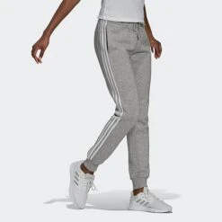 Women's Adidas Essentials Slim Tapered Cuffed Jogger Pants Medium Grey Heather/White - GV6020 035 -Fashion General Store GV6020 035 M3