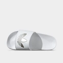 Women's Adidas Adilette Lite Slide Sandals White/White/Matte Silver - GZ6197 100 -Fashion General Store GZ6197 100 P5