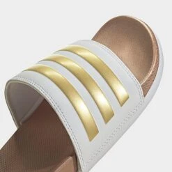 Women's Adidas Adilette Comfort Slide Sandals White/White/Matte Gold - H03618 100 -Fashion General Store H03618 100 P3