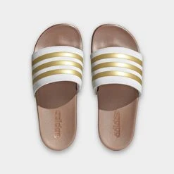 Women's Adidas Adilette Comfort Slide Sandals White/White/Matte Gold - H03618 100 -Fashion General Store H03618 100 P5
