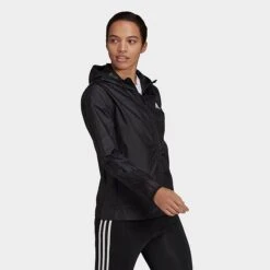 Women's Adidas AEROREADY Logo Running Windbreaker Jacket Black/White - HD9340 001 -Fashion General Store HD9340 001 M3