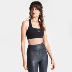 Women's Adidas Powerimpact Training Medium-Support Sports Bra Black/White - HI1287 001 -Fashion General Store HI1287 001 M3