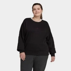 Women's Adidas ALL SZN Fleece Sweatshirt (Plus Size) Black - HK9518 001