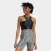 Women's Reebok Cardi B One Shoulder Crop Tank Black - HM5073 001