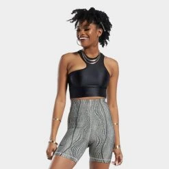 Women's Reebok Cardi B One Shoulder Crop Tank Black - HM5073 001