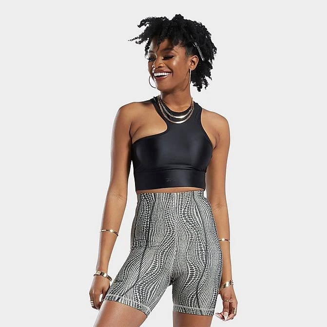 Women's Reebok Cardi B One Shoulder Crop Tank Black - HM5073 001 3 Women's Reebok Cardi B One Shoulder Crop Tank Black - HM5073 001