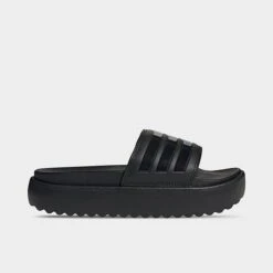 Women's Adidas Adilette Platform Slides Black/Black/Black - HQ6179 001