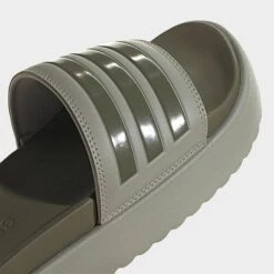 Women's Adidas Adilette Platform Slides Silver Pebble/Olive Strata/Silver Pebble - HQ6180 334 -Fashion General Store HQ6180 334 P3