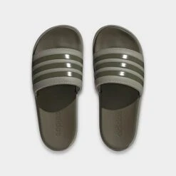 Women's Adidas Adilette Platform Slides Silver Pebble/Olive Strata/Silver Pebble - HQ6180 334 -Fashion General Store HQ6180 334 P5