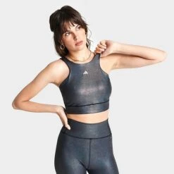 Women's Adidas Powerimpact Training Medium-Support Longline Bra Black/Carbon - HS2925 001