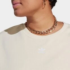 Women's Adidas Originals Adicolor Essentials Crew Long Sleeve Sweatshirt (Plus Size) Wonder White - IA6496 100 -Fashion General Store IA6496 100 M5