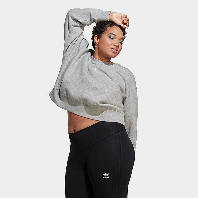Women's Adidas Originals Adicolor Essentials Crew Long Sleeve Sweatshirt (Plus Size) Medium Grey Heather - IA6497 035 3 Women's Adidas Originals Adicolor Essentials Crew Long Sleeve Sweatshirt (Plus Size) Medium Grey Heather - IA6497 035