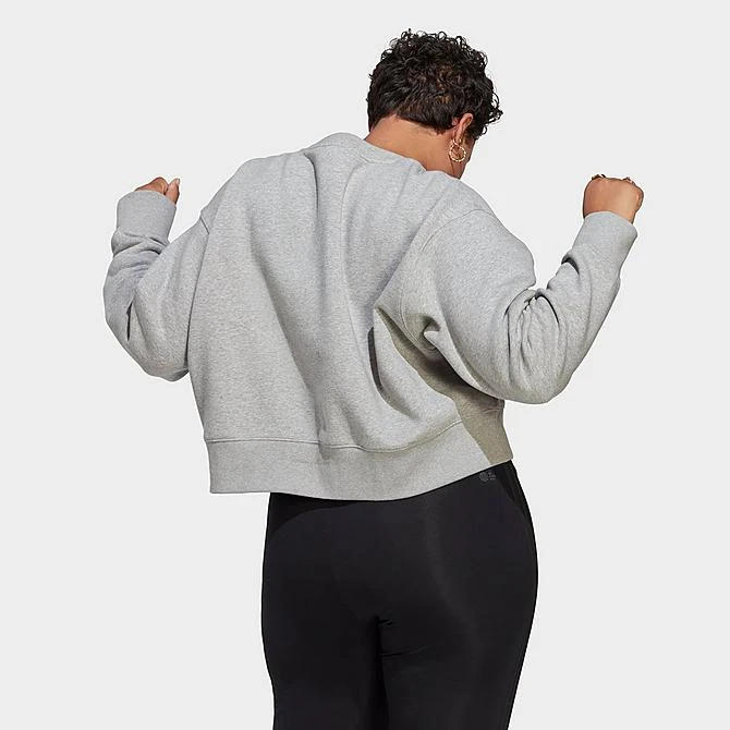 Women's Adidas Originals Adicolor Essentials Crew Long Sleeve Sweatshirt (Plus Size) Medium Grey Heather - IA6497 035 4 Women's Adidas Originals Adicolor Essentials Crew Long Sleeve Sweatshirt (Plus Size) Medium Grey Heather - IA6497 035 - Image 2