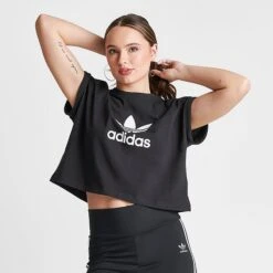 Women's Adidas Originals Adicolor Classics Cropped Trefoil T-Shirt Black - IB1406 001 -Fashion General Store IB1406 001 M3