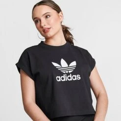 Women's Adidas Originals Adicolor Classics Cropped Trefoil T-Shirt Black - IB1406 001 -Fashion General Store IB1406 001 M5