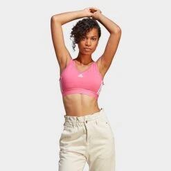 Women's Adidas Essentials 3-Stripes Crop Top Pulse Magenta/White - IC4430 660