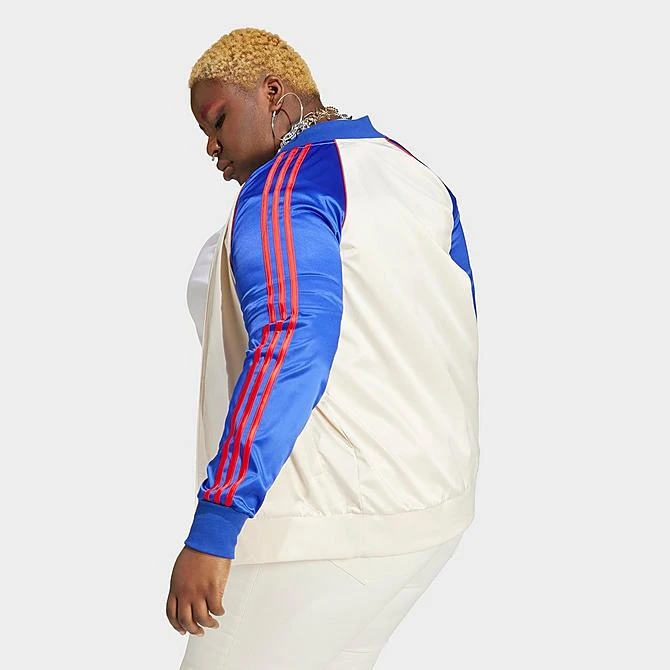 Women's Adidas Originals Satin Superstar Track Jacket (Plus Size) Wonder White/Lucid Blue - IC5212 100 5 Women's Adidas Originals Satin Superstar Track Jacket (Plus Size) Wonder White/Lucid Blue - IC5212 100 - Image 3