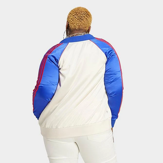 Women's Adidas Originals Satin Superstar Track Jacket (Plus Size) Wonder White/Lucid Blue - IC5212 100 6 Women's Adidas Originals Satin Superstar Track Jacket (Plus Size) Wonder White/Lucid Blue - IC5212 100 - Image 4