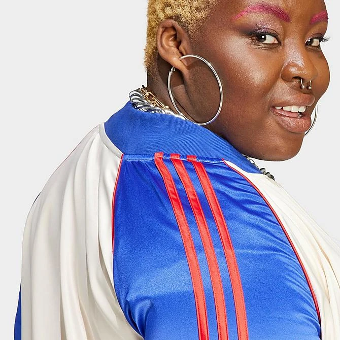 Women's Adidas Originals Satin Superstar Track Jacket (Plus Size) Wonder White/Lucid Blue - IC5212 100 7 Women's Adidas Originals Satin Superstar Track Jacket (Plus Size) Wonder White/Lucid Blue - IC5212 100 - Image 5
