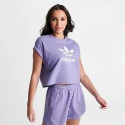Women's Adidas Originals Adicolor Classics Cropped Trefoil T-Shirt Magic Lilac - IC5468 518 -Fashion General Store IC5468 518 M3