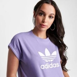 Women's Adidas Originals Adicolor Classics Cropped Trefoil T-Shirt Magic Lilac - IC5468 518 -Fashion General Store IC5468 518 M5
