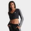 ADIDAS Women's Adicolor Classics 3-Stripes Cropped Button Long-Sleeve T-Shirt Black - IC5473 001 -Fashion General Store IC5473 001 M1