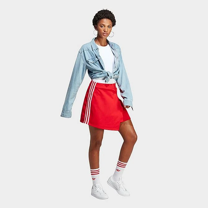 Women's Adidas Originals Adicolor Classics 3-Stripes Short Wrapping Skirt Better Scarlet - IC5477 610 5 Women's Adidas Originals Adicolor Classics 3-Stripes Short Wrapping Skirt Better Scarlet - IC5477 610 - Image 3