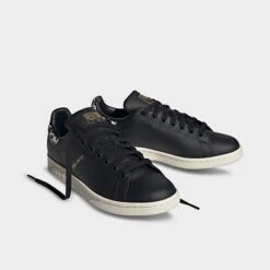 Women's Adidas Originals Stan Smith Casual Shoes Black Leather/Off White/Wonder White/Leopard Accent - IE4633 001 -Fashion General Store IE4633 001 P2