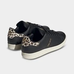 Women's Adidas Originals Stan Smith Casual Shoes Black Leather/Off White/Wonder White/Leopard Accent - IE4633 001 -Fashion General Store IE4633 001 P4