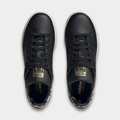 Women's Adidas Originals Stan Smith Casual Shoes Black Leather/Off White/Wonder White/Leopard Accent - IE4633 001 -Fashion General Store IE4633 001 P5
