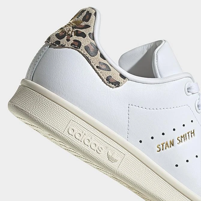 Women's Adidas Originals Stan Smith Casual Shoes White Leather/Off White/Wonder White/Leopard Accent - IE4634 100 5 Women's Adidas Originals Stan Smith Casual Shoes White Leather/Off White/Wonder White/Leopard Accent - IE4634 100 - Image 3