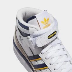 Women's Adidas Originals Forum Mid Casual Shoes (Wide WIdth) White/Dark Blue/Crew Yellow - IE7416 100 -Fashion General Store IE7416 100 P3