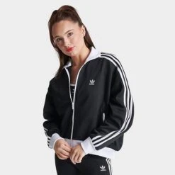 Women's Adidas Originals Adicolor Classics Oversized Track Top Jacket Black - IK0430 001