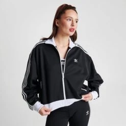 Women's Adidas Originals Adicolor Classics Oversized Track Top Jacket Black - IK0430 001 -Fashion General Store IK0430 001 M3