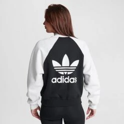 Women's Adidas Adicolor Classics Trefoil College Bomber Jacket Black - IK0435 001 -Fashion General Store IK0435 001 M4